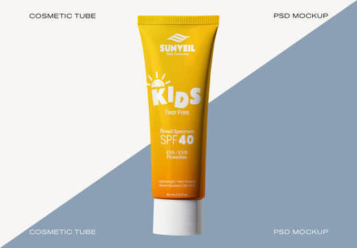 Kids Sunscreen Tube Mockup Design PSD
