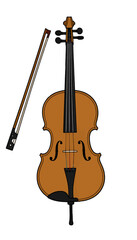 Fototapeta premium Violin and Bow Vector Illustration, Isolated Transparent Background for Music Education or Classical Performance Design