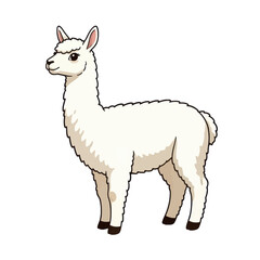 Fototapeta premium White Alpaca Standing Cartoon Illustration, Isolated Vector Icon with Transparent Background for Web Design and App Interface