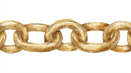 Fototapeta premium Watercolor border design featuring a vintage gold chain on a white background