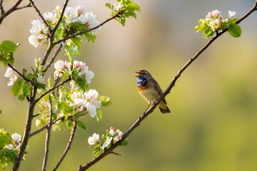 Fototapeta premium Little bird singing in the spring