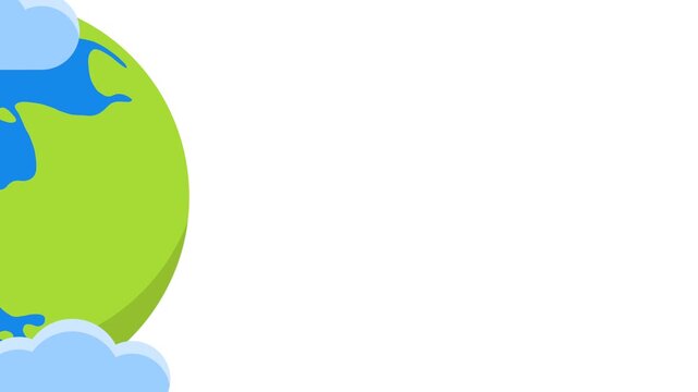 Earth Animation Background Flat Design with Copy Space. Global Environment Concept