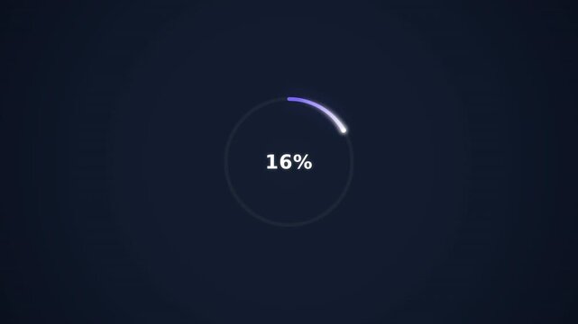A digital progress indicator shows completion against a dark blue background with smooth lights