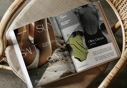 Stylish Swimwear Magazine Mockup PSD