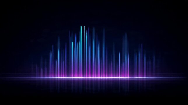 Dense glowing frequency spectrum with horizontal light flares | Abstract digital soundwave art