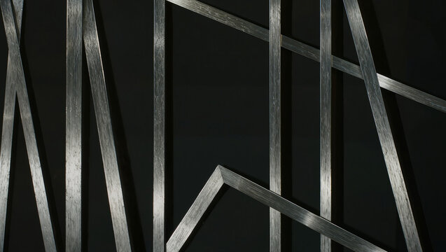 Abstract Metal Strips on Dark Background - Modern Geometric Design