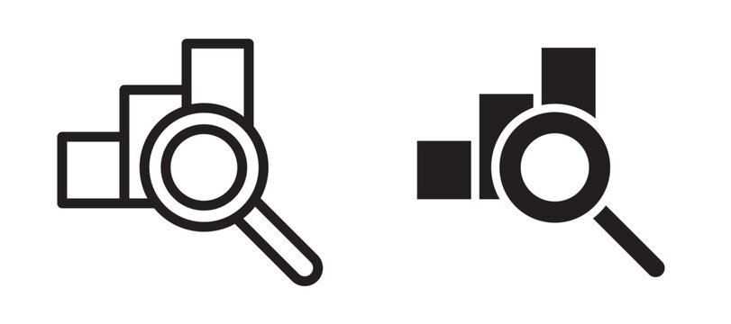 Analysis icon In Flat and stroke Style Vector For App, UI, Websites. Black Vector Illustration.