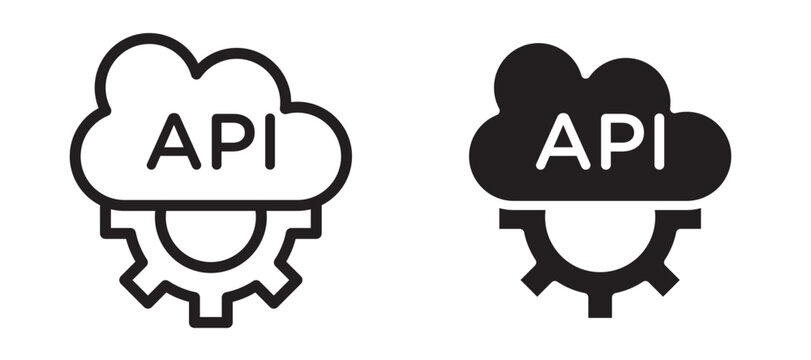 API icon In Flat and stroke Style Vector For App, UI, Websites. Black Vector Illustration.