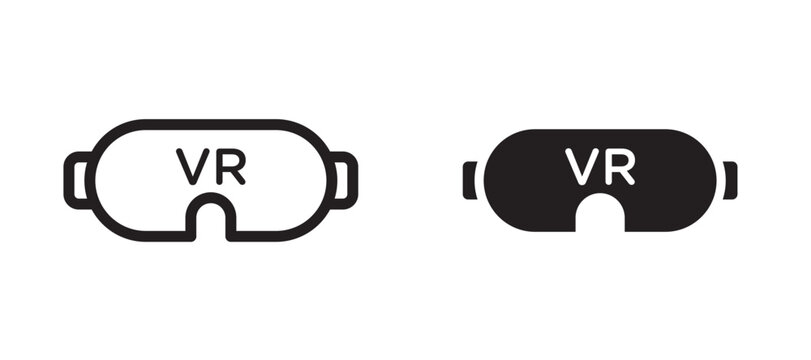 AR headset icon In Flat and stroke Style Vector For App, UI, Websites. Black Vector Illustration.