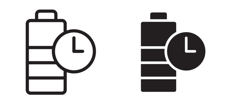 Battery life icon In Flat and stroke Style Vector For App, UI, Websites. Black Vector Illustration.