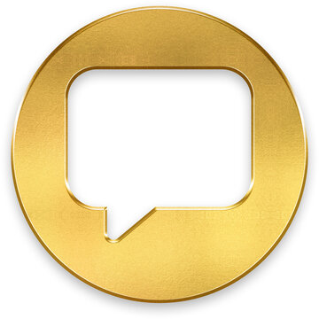 Luxury 3D golden chatbox icon with metallic finish for premium messaging UI