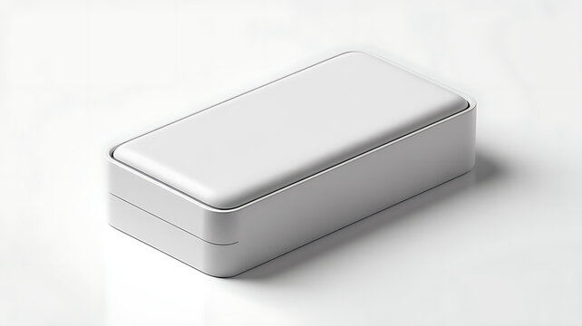 Minimalist white product gift box mockup with rounded corners on clean bright studio background set.