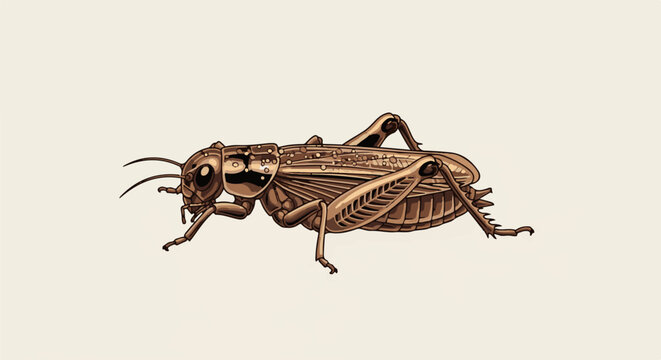 Detailed pixel art illustration of a brown insect with segmented body and long antennae