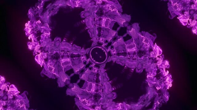 High-tech 3D spiral energy blast with S-shaped motion and refraction waves. Features vibrant pink and magenta neon tones, perfect for cyberpunk intros and gaming backgrounds