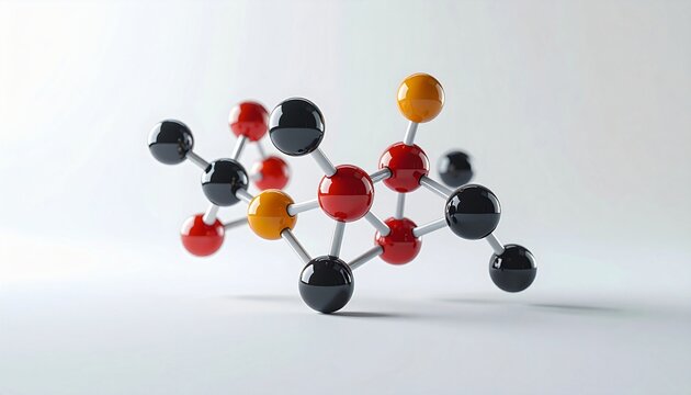 Realistic 3d chemical molecular model isolated on white background