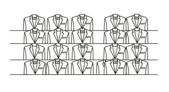 Row upon row of jacket outlines create a stylized, repeating pattern