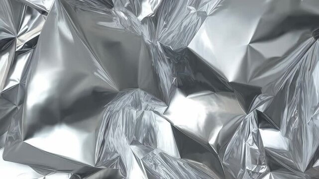 Abstract silver metallic foil texture with smooth reflective surface