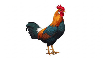 Fototapeta premium Realistic rooster cock standing vector illustration on white background