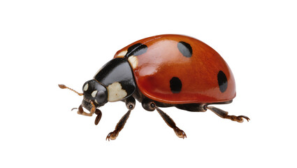 Red ladybug with black spots and antennae close-up view © Friedrich