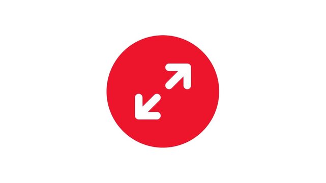 Red Circle Animation Loop with White Expand Arrows Background