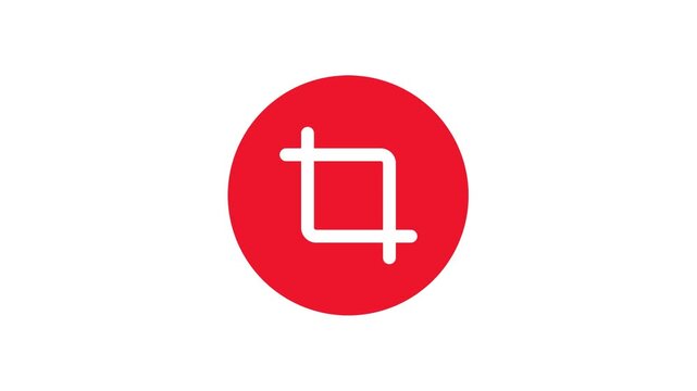 Red Circle Background Animation Loop with White Crop Tool Icon