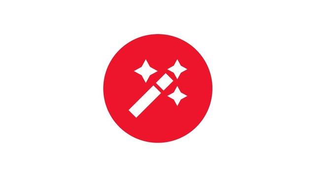 Red Circle Background Animation Loop with White Sparkle Sword Icon