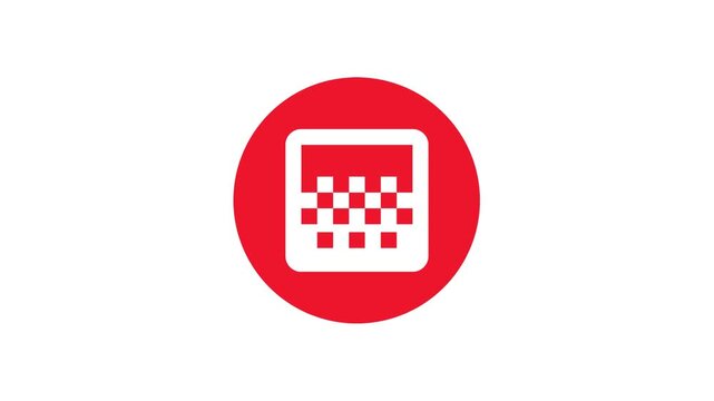 Minimalist Red Circle with Red and White Checkered Pattern Background Animation