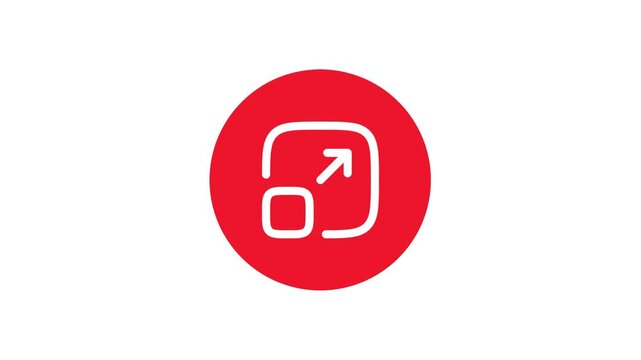 Red Circle Icon Animation Background Loop with White Maximize and Expand Symbol