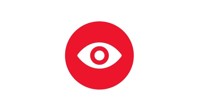 Red Eye Icon Background Animation Loop with Minimalist Vision Symbol