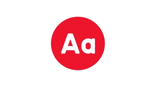 Red Circle with White Letters Aa on White Background Animation Loop