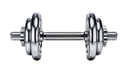 Polished chrome dumbbell with knurled grip and threaded ends © Friedrich
