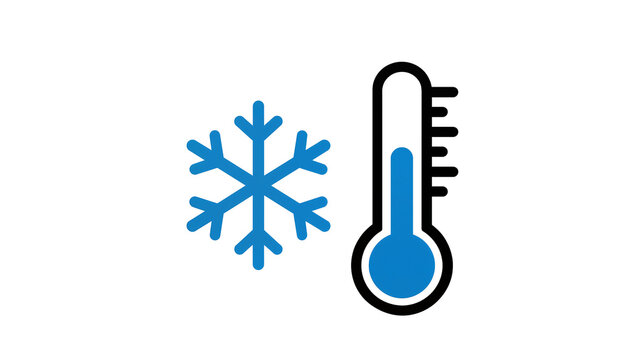 Blue Snowflake and Thermometer Icon Graphic Design