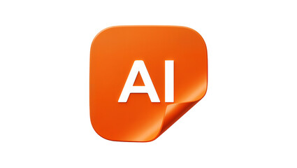 Curled Orange Shape with White AI Lettering