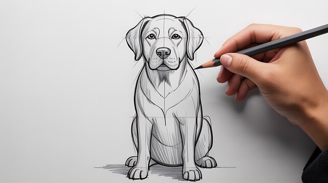 Hand drawing dog illustration with clean lines and shading high resolution Picture