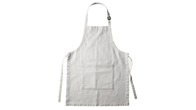 Light gray cotton apron with pocket and ties