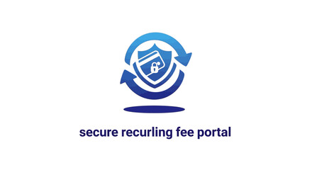 Fototapeta premium Secure Recurring Fee Portal Logo with Shield and Arrows.