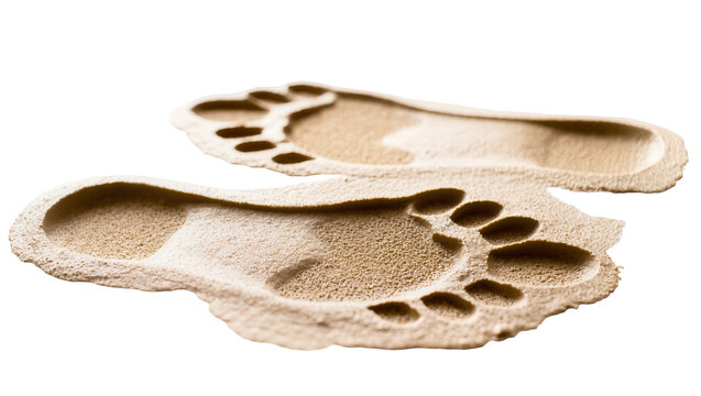 Sandy Footprints on Textured Gray Surface with Two Distinct Impressions