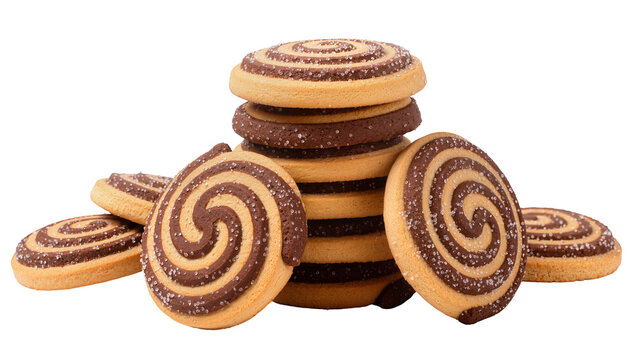 Swirled Chocolate Sugar Cookies Stacked and Scattered in a Pile