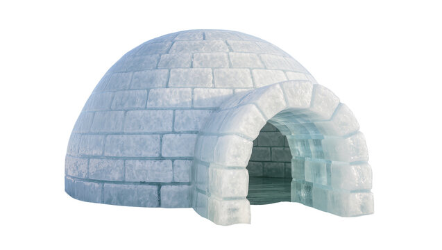 Blue Icy Brick Igloo Structure with Entrance Archway