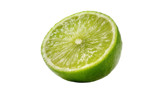 Vibrant halved Key Lime with juicy pulp and seeds