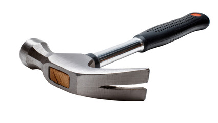 Fototapeta premium Sturdy Silver Claw Hammer with Black Rubber Grip and Wooden Wedge