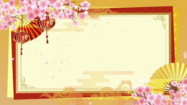 中華風桜の花びら背景