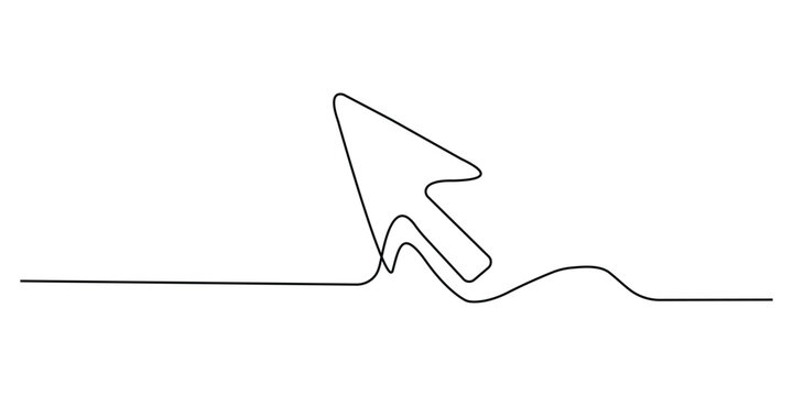 Continuous line drawing of a computer mouse cursor arrow icon