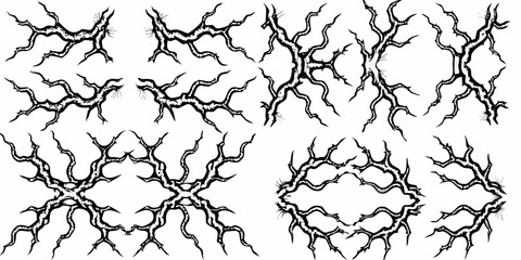 Obraz premium Abstract lightning bolt patterns arranged in a grid on a white background