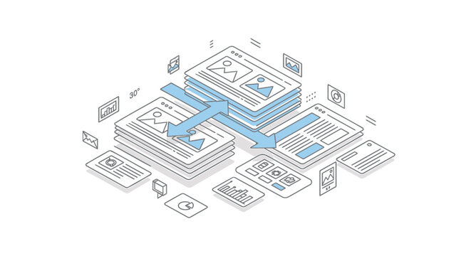 Isometric data transfer, file exchange, cloud syncing, network connection