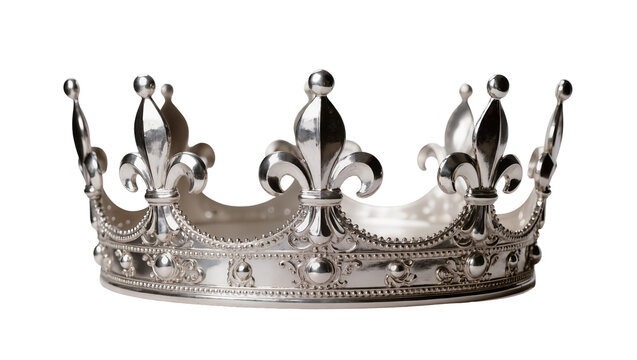 Silver ornate Crown with Fleur-de-lis details and jeweled accents