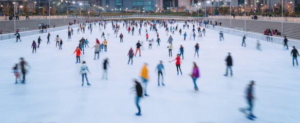 Obraz premium People are enjoying weekend activities at the ice skating rink.