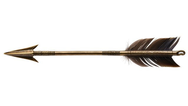 Bronze Arrowhead with Feather Fletching and Hieroglyphic Details