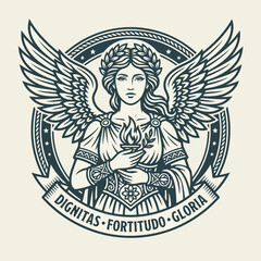 Obraz premium Angel with Wings and Flame.