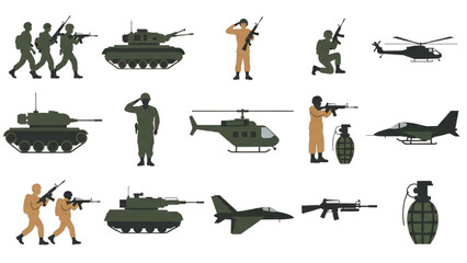 Obraz premium Soldiers and military vehicles engage in combat operations on battlefield terrain.